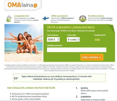 Omalaina.fi on kotimainen lainanvälittäjä netissä