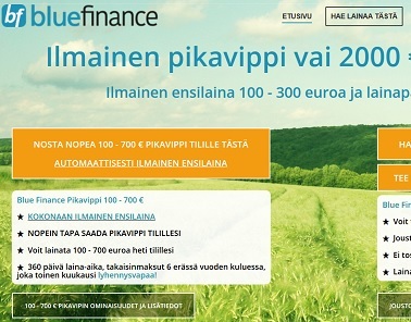 Bluefinance - lainaa ihan ilman kuluja ensilainaajalle!